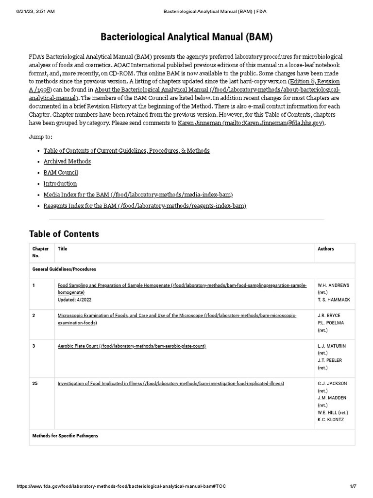 Bacteriological Analytical Manual (BAM) FDA PDF Polymerase Chain Reaction Microbiology