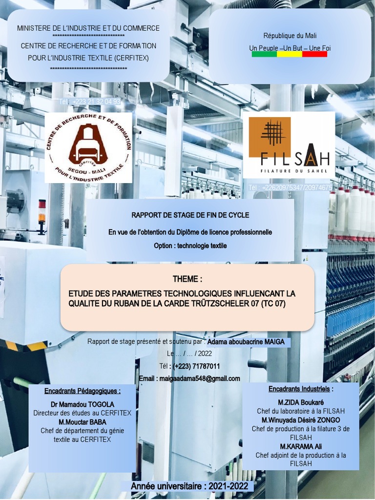 Étude sur la qualité du ruban TC 07 | PDF | Les textiles | Coton