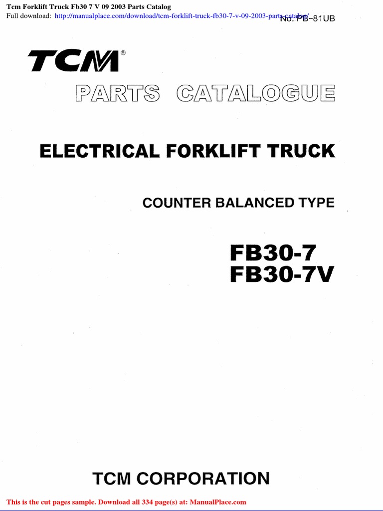 TCM FB30 Forklift Parts Catalog | PDF | Technology & Engineering