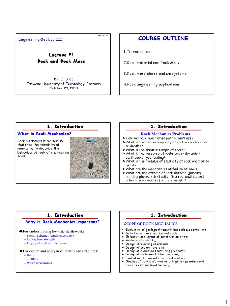 Rock Mechanics in Engineering Geology | PDF | Rock (Geology) | Fault ...