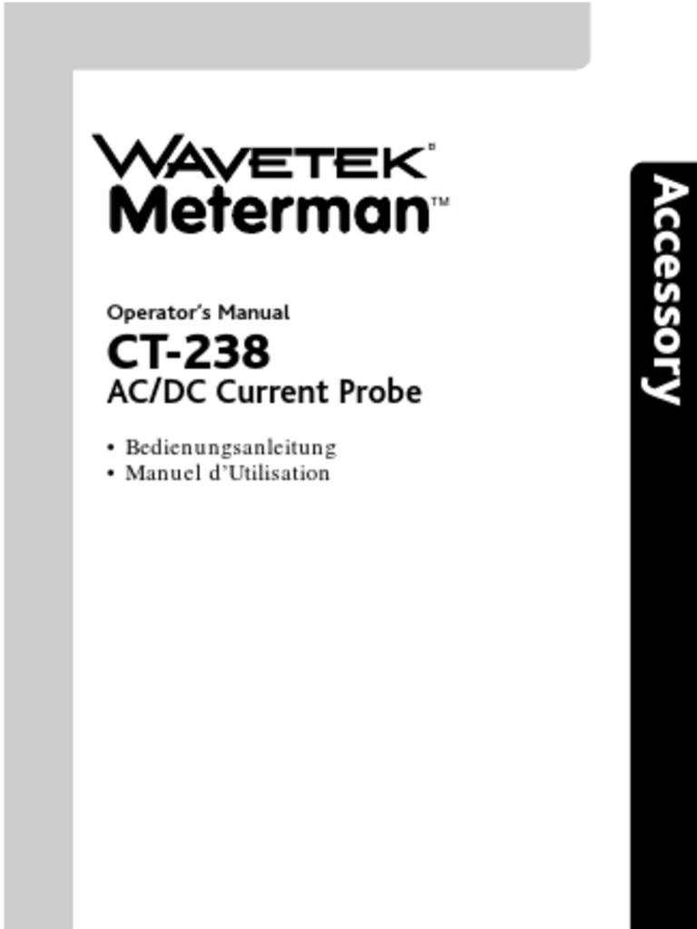 Wavetek Meterman Ac DC Current Probe Operators Manual PDF Electronics Equipment