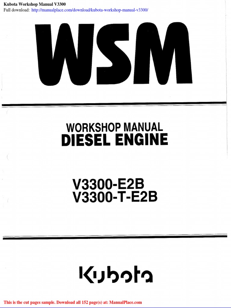 Kubota Workshop Manual v3300 | PDF | Home & Garden