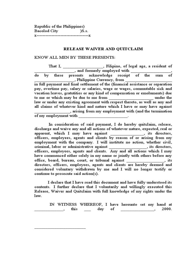 Waiver | PDF