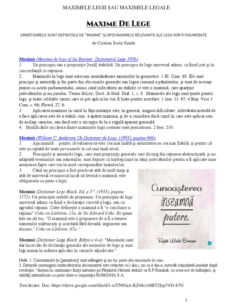 Maxime de Lege (Anx Ierarhia Legilor) | PDF