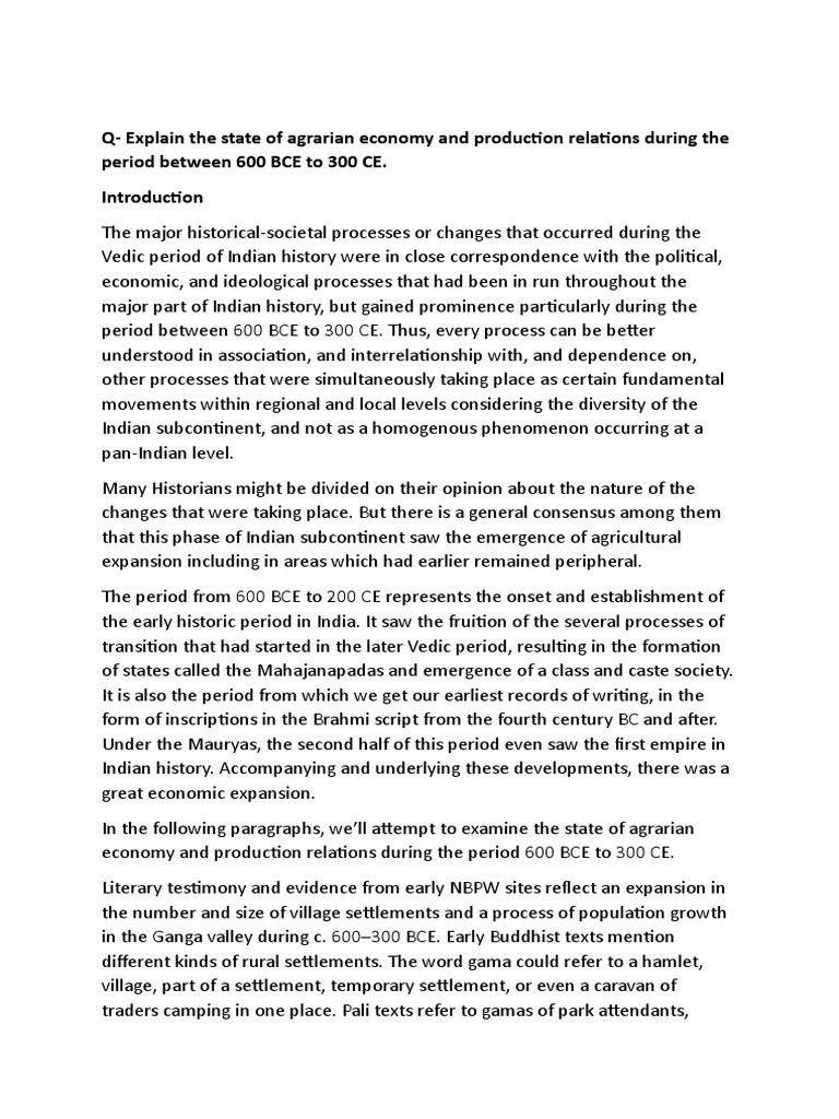 Agrarian Economy and Production Relations | PDF | Common Era | Agriculture