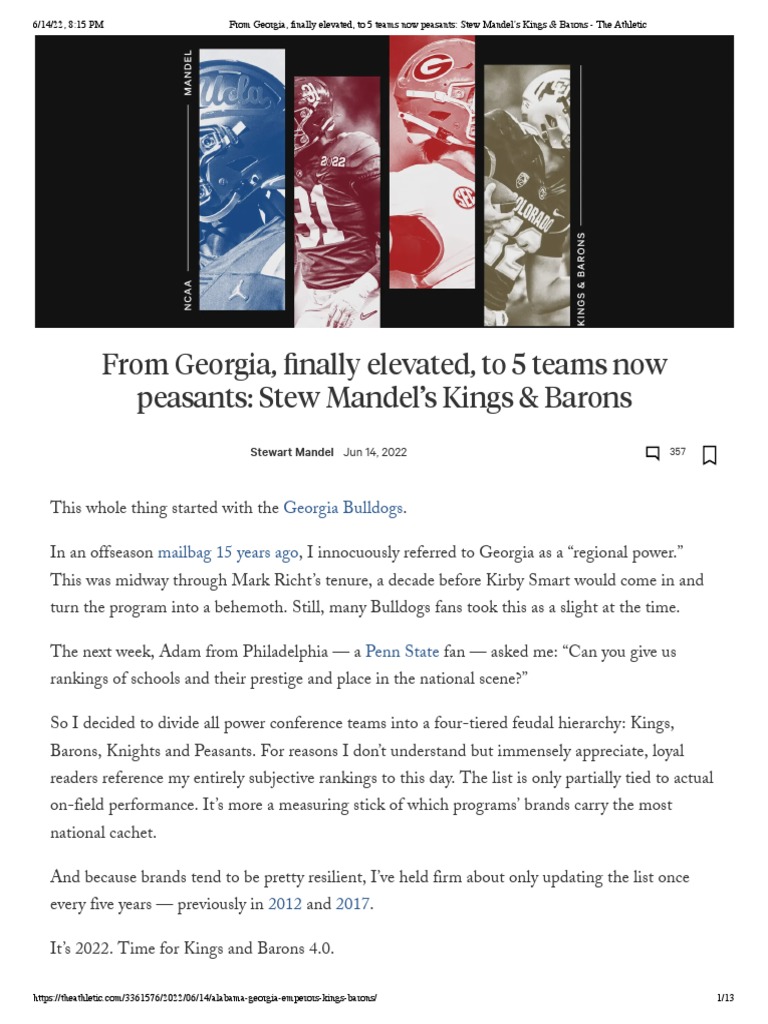 From Finally Elevated, To 5 Teams Now Peasants Stew Mandel's