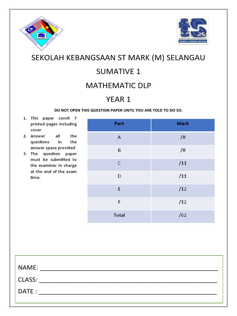 Cover Kertas Ujian Math t1 PDF