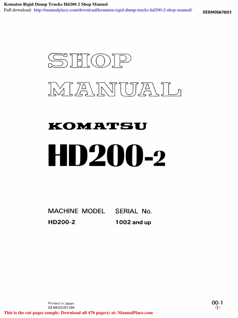 Komatsu HD200-2 Dump Truck Manual | PDF | Computers | Technology ...