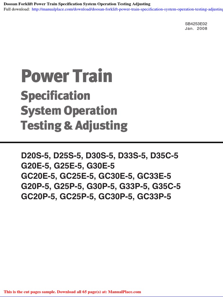 Doosan Forklift Power Train Specification System Operation Testing ...
