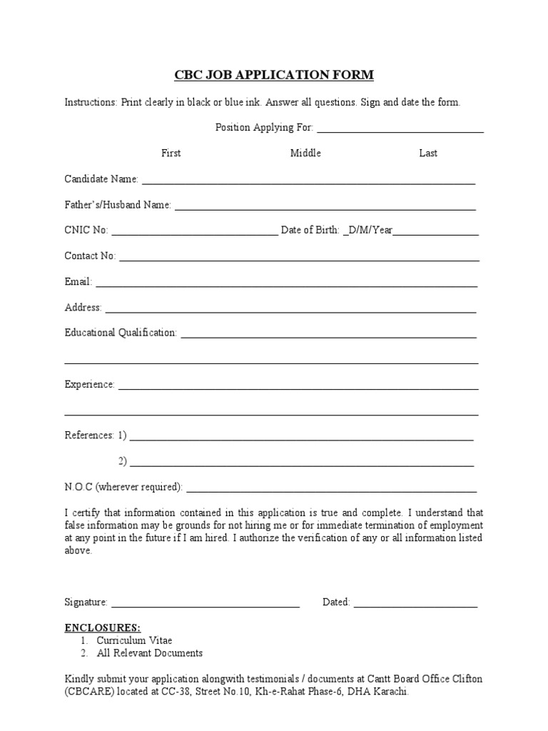 CbcJobApplicationForm .Docs PDF