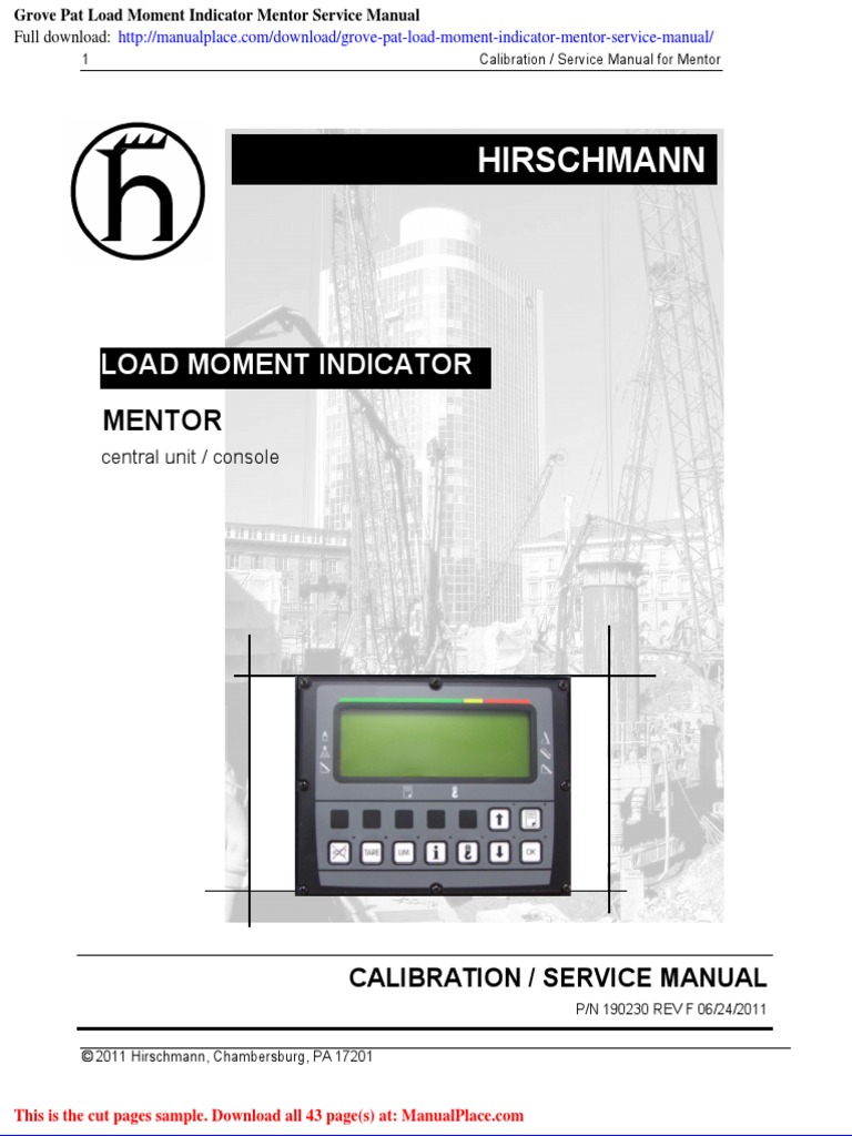 Grove Pat Load Moment Indicator Mentor Service Manual | PDF ...