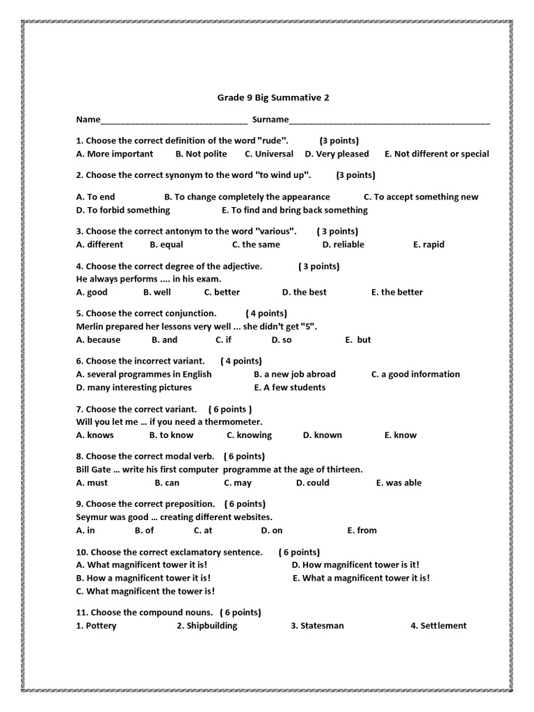 Grade 9 Big Summative 2 (Gulshan Anar) - 3 | PDF | London | Linguistics