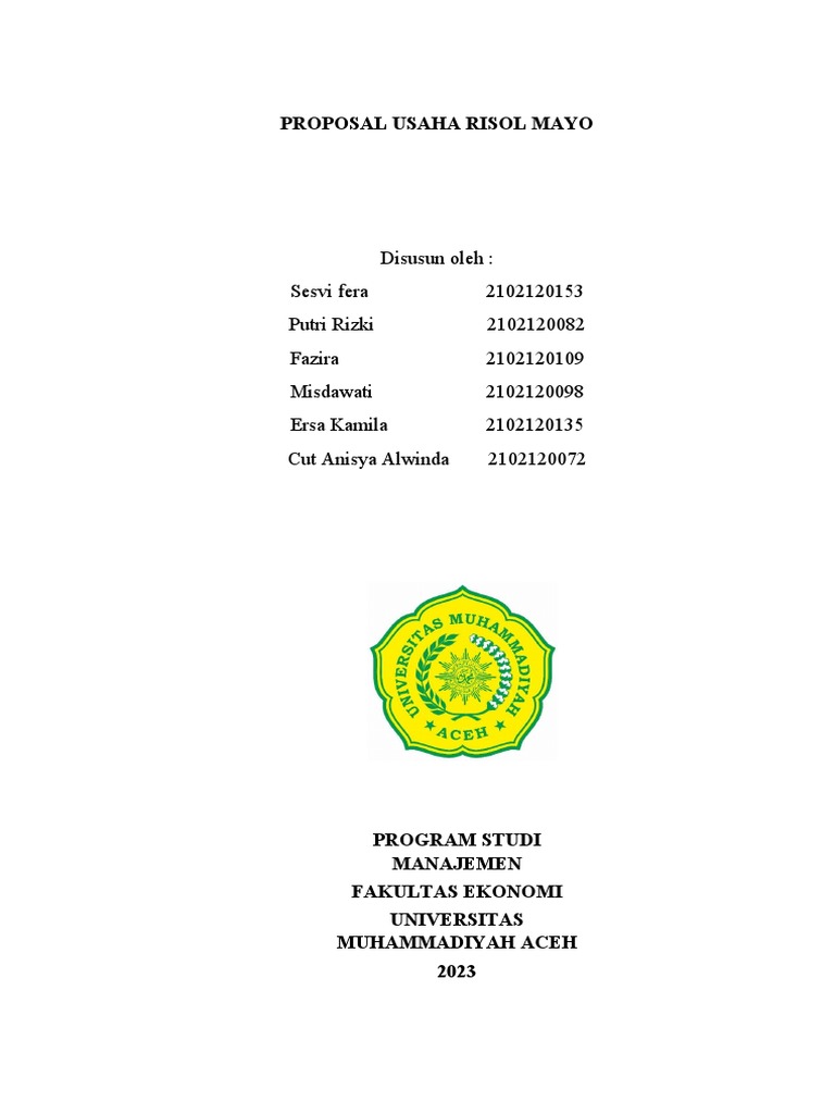 Proposal Usaha Risol Mayo 2023 | PDF