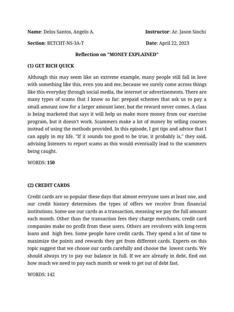 Money Explained PDF Credit Card Student Loan