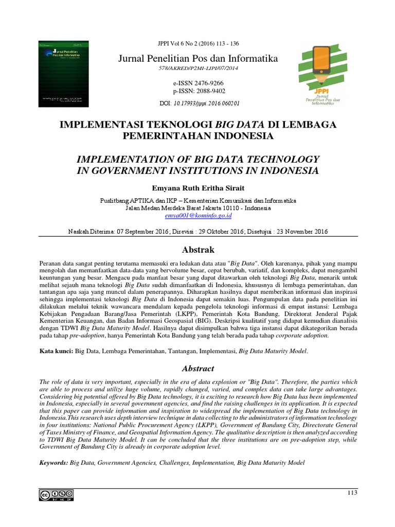 Implementasi Big Data di Pemerintahan Indonesia | PDF | Komputer