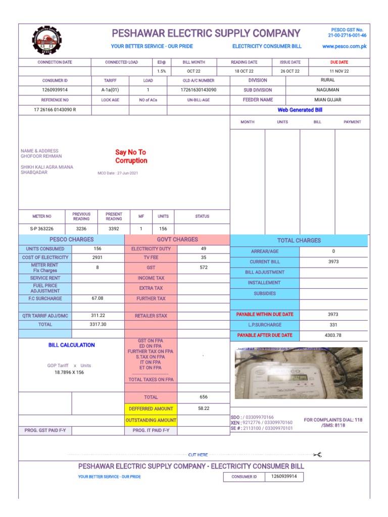 Pesco Online Bill Payment