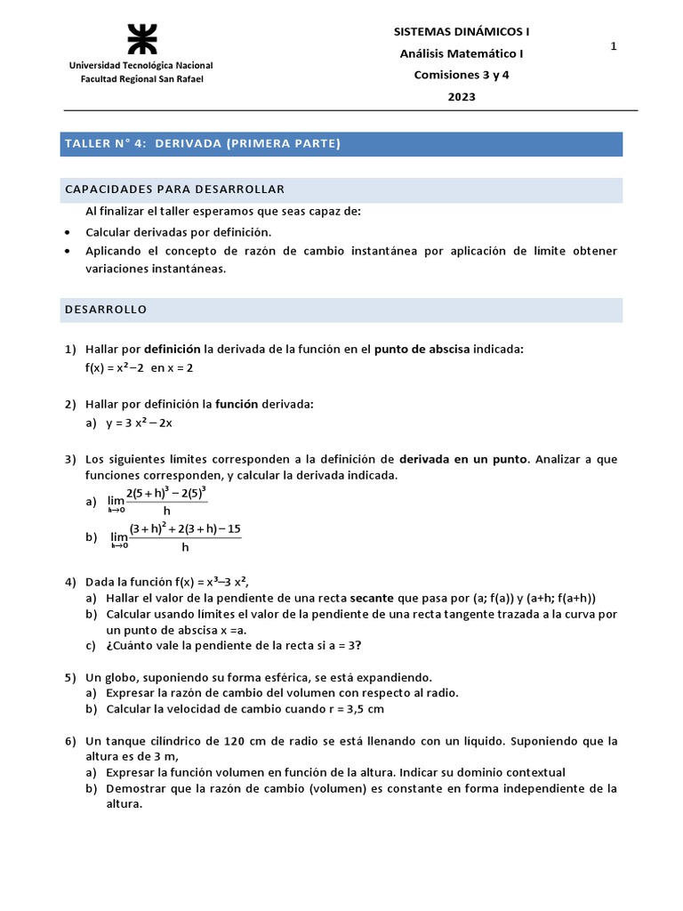 Derivadas y Razones de Cambio | PDF | Derivado | Pendiente