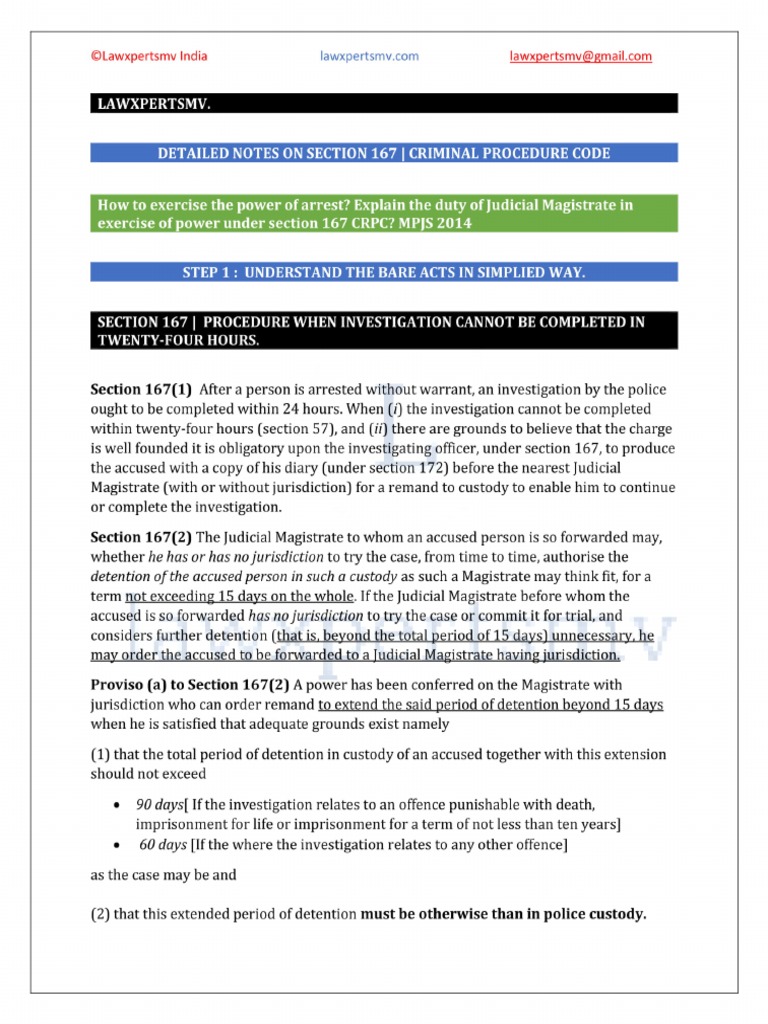 SECTION 167 CRPC NOTES | PDF