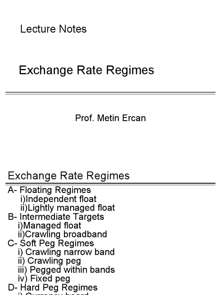 Exchange Rate Regimes | PDF | Monetary Policy | Floating Exchange Rate