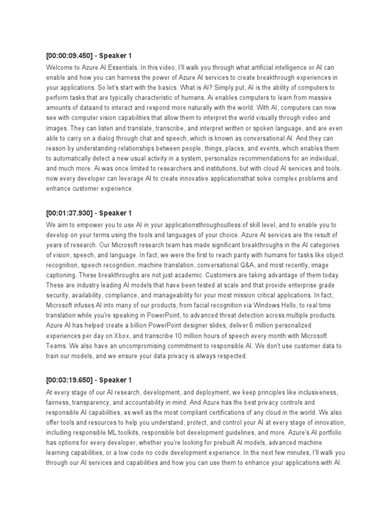 Azure AI Essentials Overview | PDF | Artificial Intelligence ...