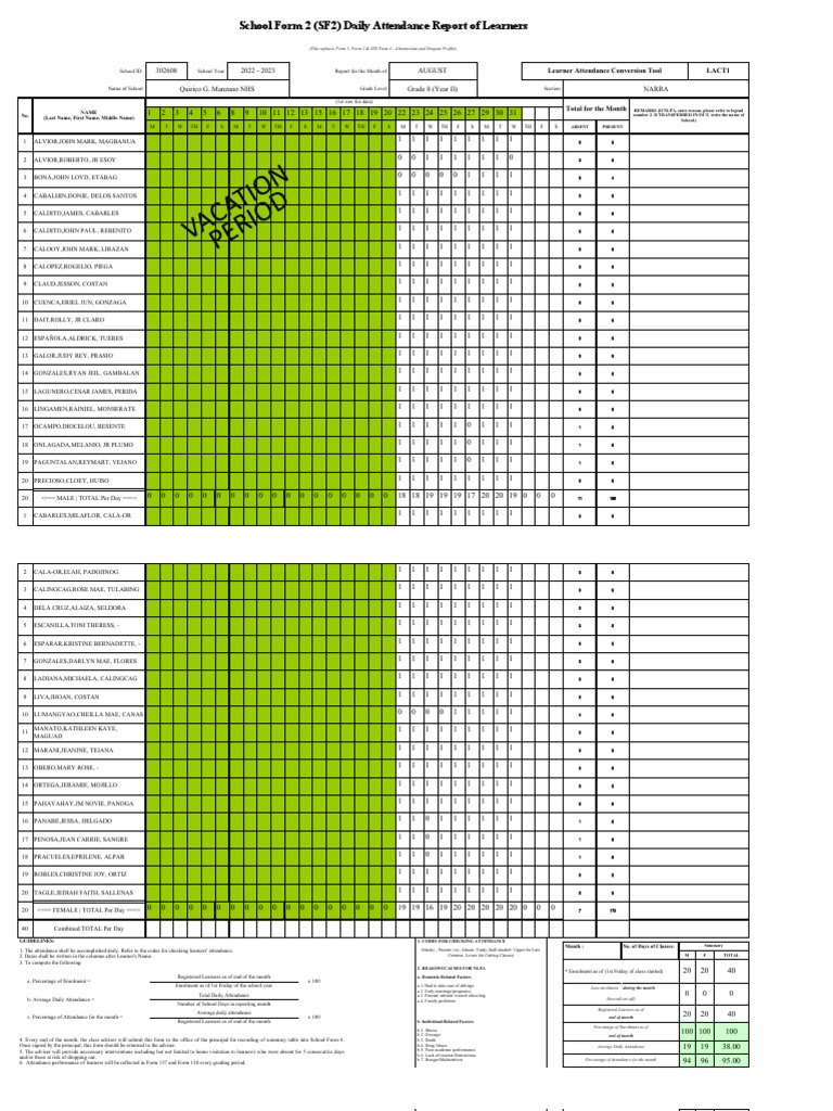 Sf2 - 2022 - Automated by Sir Jeson Siblag | PDF | Human Life Stages ...