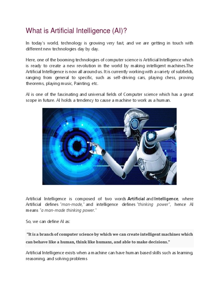 What is Artificial Intelligence - Introduction | PDF