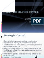 Criteria For Strategic Control: Presented by