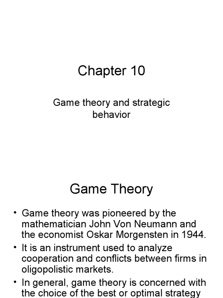 Managerial Economics (Chapter 10 Bis) Game Theory | PDF | Game Theory |  Gaming