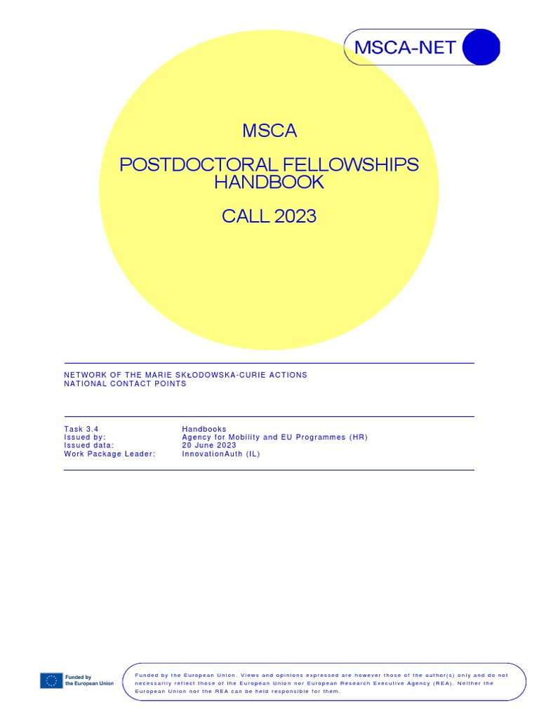 MSCA Postdoctoral Fellowship Handbook 2023 | PDF | Artificial ...