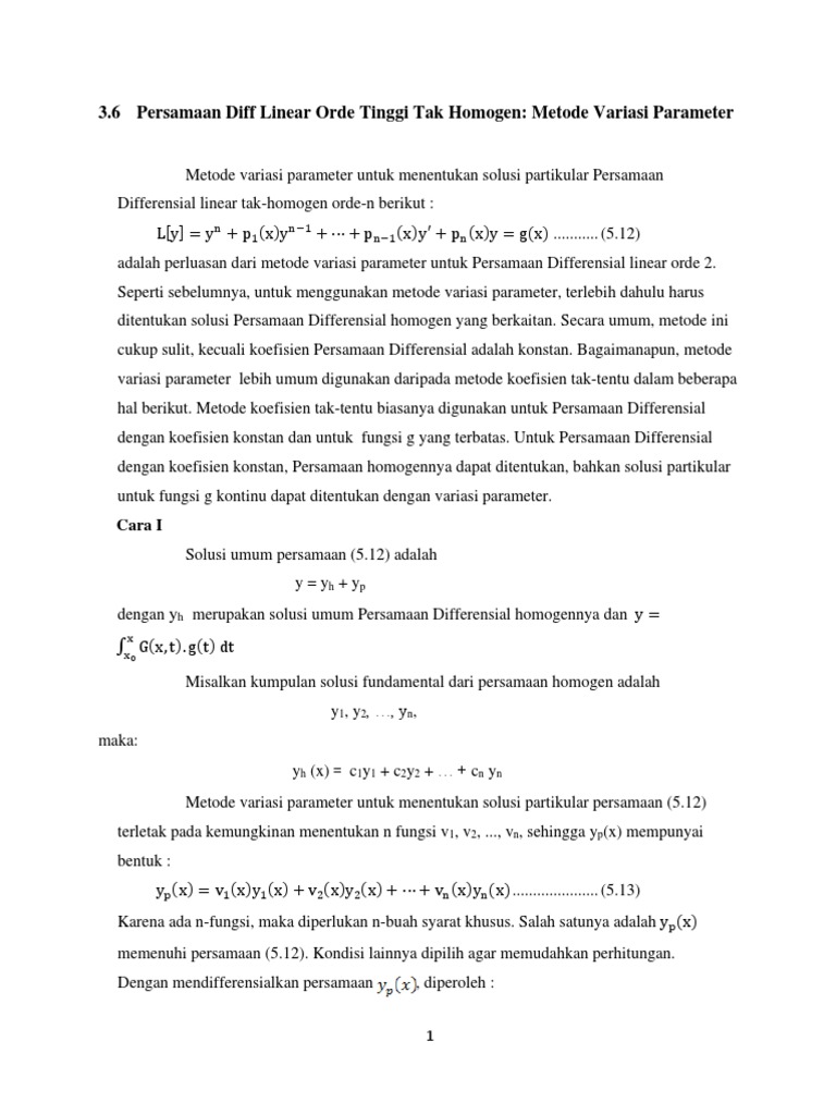 Metode Variasi Parameter | PDF