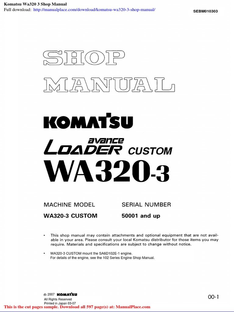 KOMATSU WA320 SERVICE MANUAL PDF visual data 8