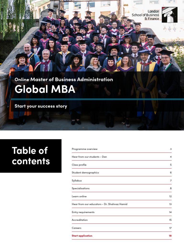 Lsbf Brochure Global Mba Pdf Master Of Business Administration