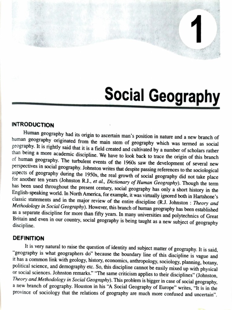 Social Geography Definition and School of Thought PDF Geography Space