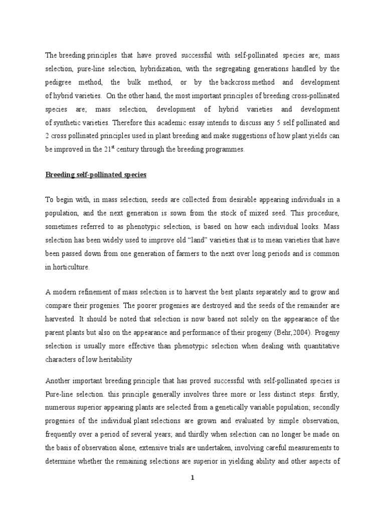 Self Pollinated Vs Cross Pollinated PDF