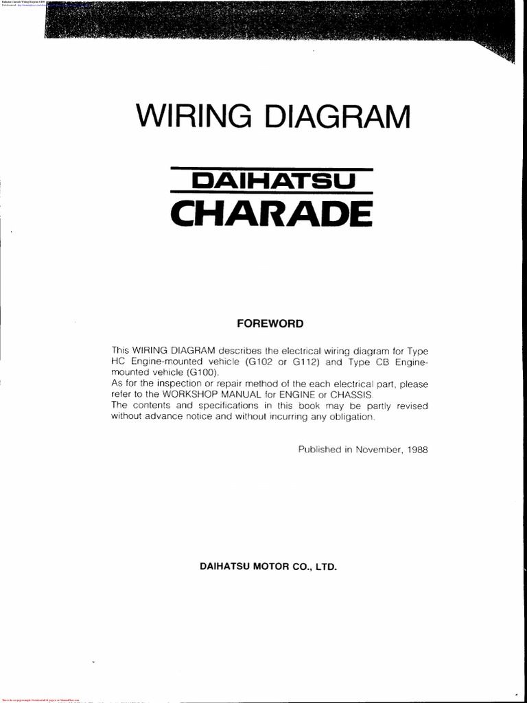 Daihatsu Charade Wiring Diagram g100 PDF