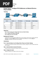 12.9.2 Packet Tracer - Configure IPv6 Addresses On Network Devices - Physical Mode