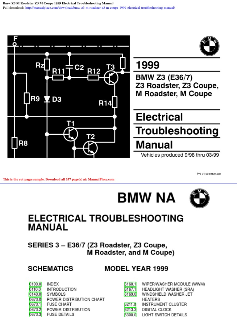 BMW z3 M Roadster z3 M Coupe 1999 Electrical Troubleshooting Manual PDF