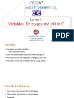 CSE287JUL2021 - LectureSlide - 03 (Variables+Datatypes+IO)