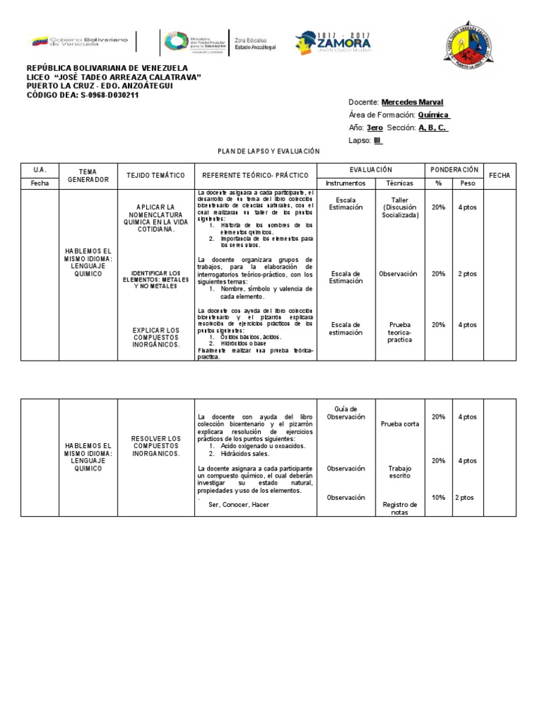 Quimica 3er Año 3er Lapso 2023 | PDF | Química | Conjuntos de elementos ...
