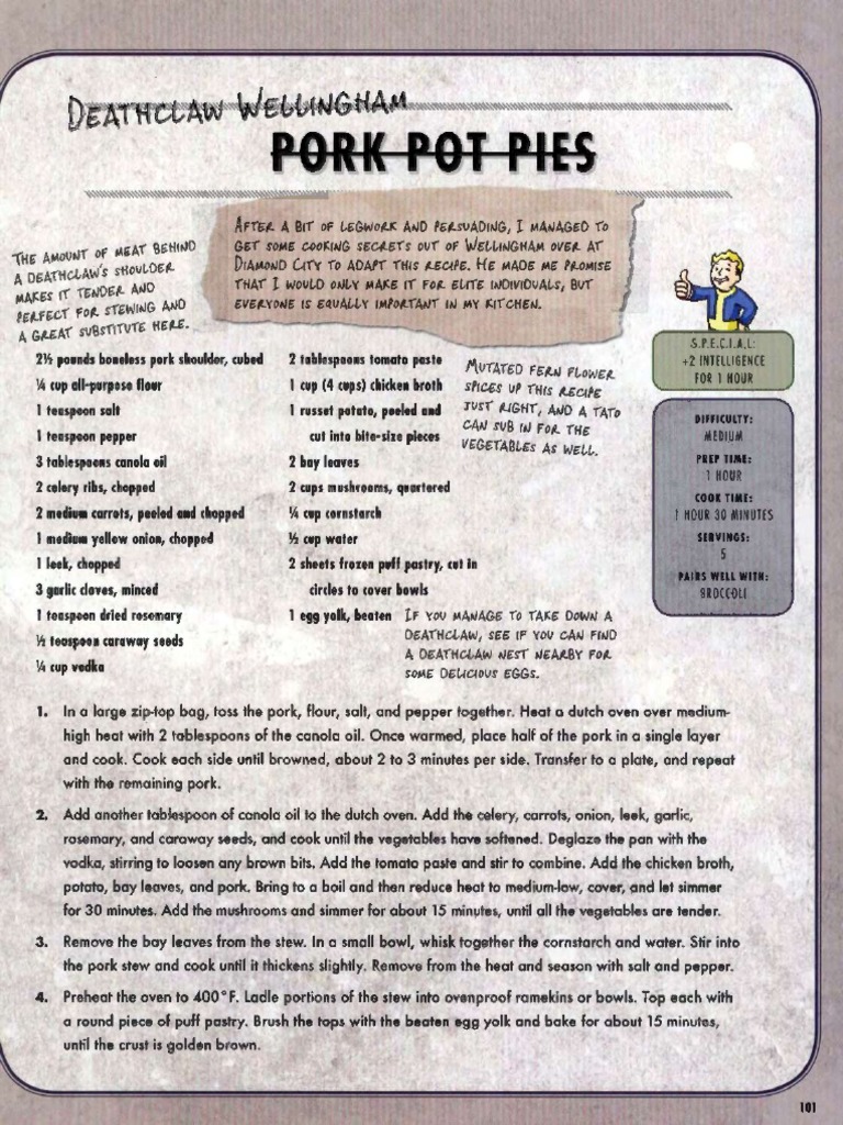Fallout Cookbook: Mulled Pears Recipe | PDF