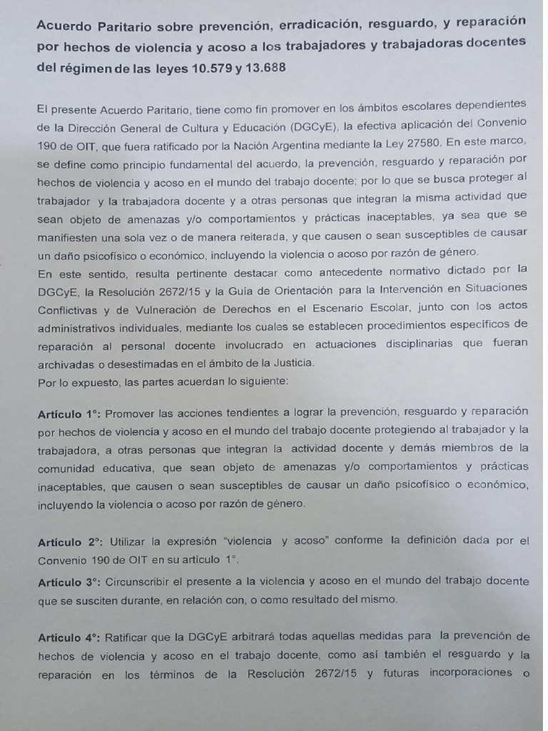 2023 Acuerdo Paritario Sobre Prevencin Erradicacin Resguardo y ...