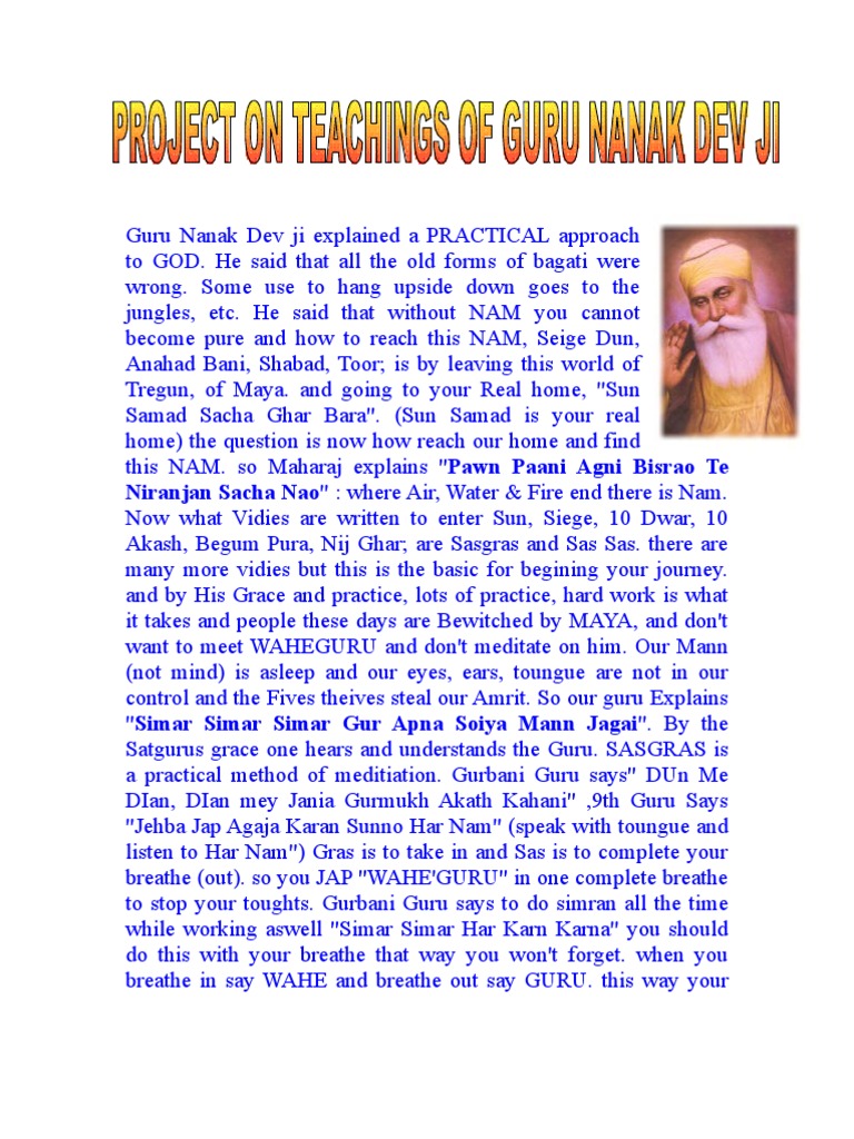 Guru Nanak Dev Ji: Teachings and Philosophy | PDF | Monotheistic ...