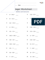 Integer Worksheets Algebra
