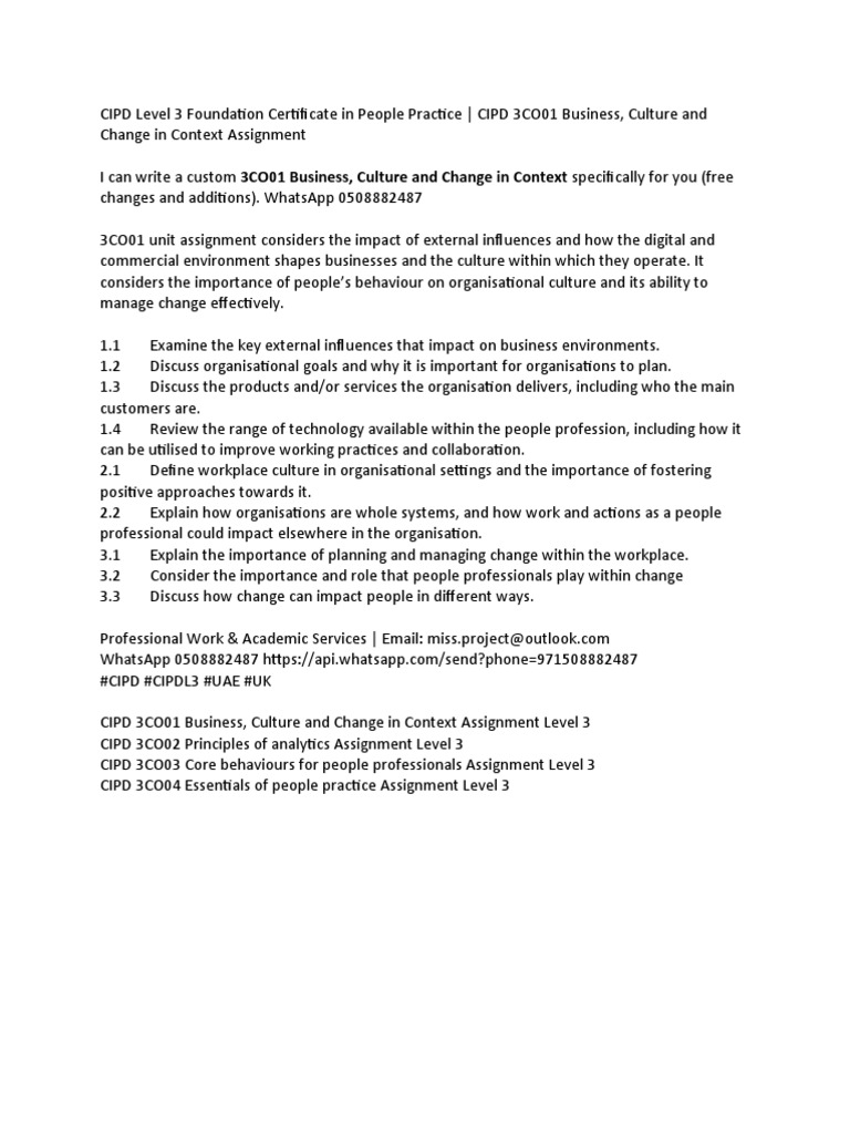CIPD Level 3 Assignments | PDF | Analytics | Professional Development