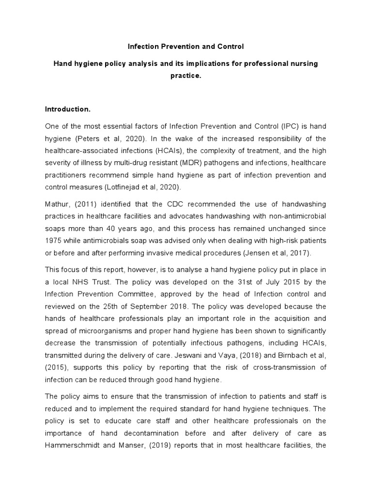 IPC HAND HYGIENE POLICY PDF