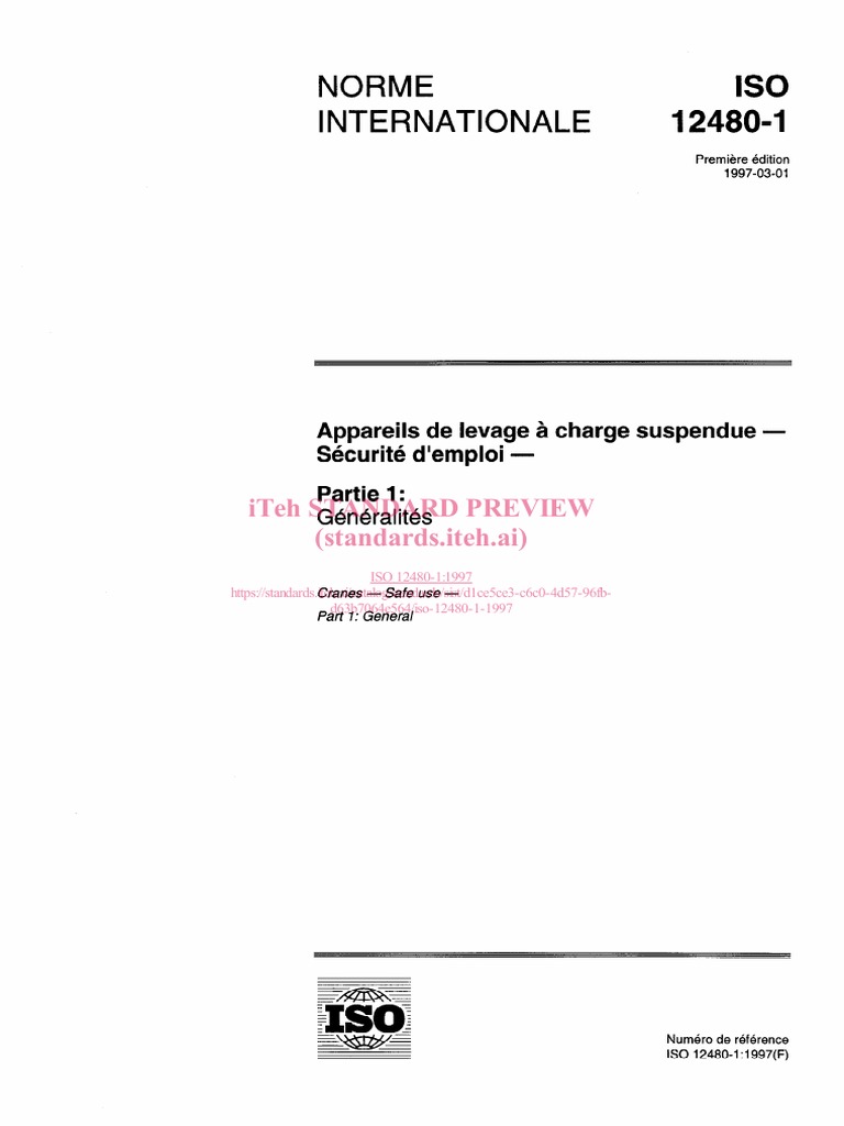 Sécurité des grues - ISO 12480-1 | PDF