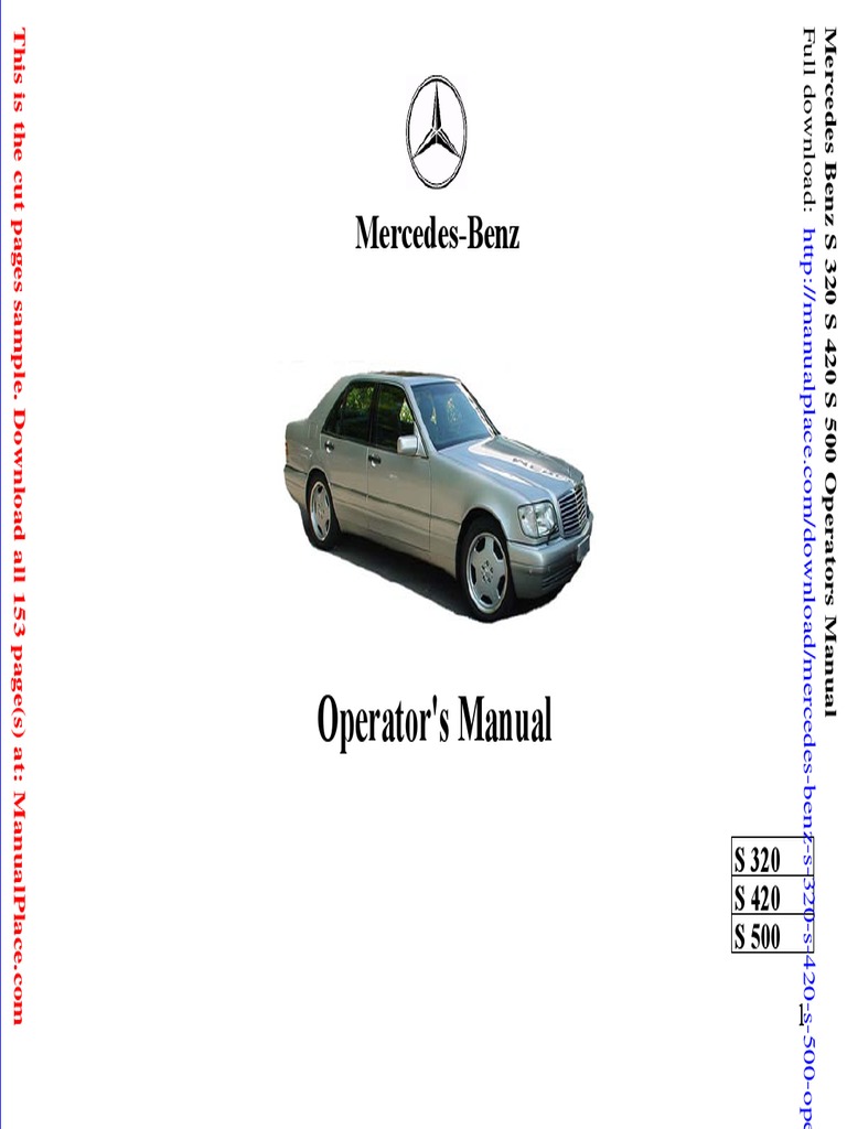 Mercedes Benz S 320 S 420 S 500 Operators Manual Pdf Mercedes Benz