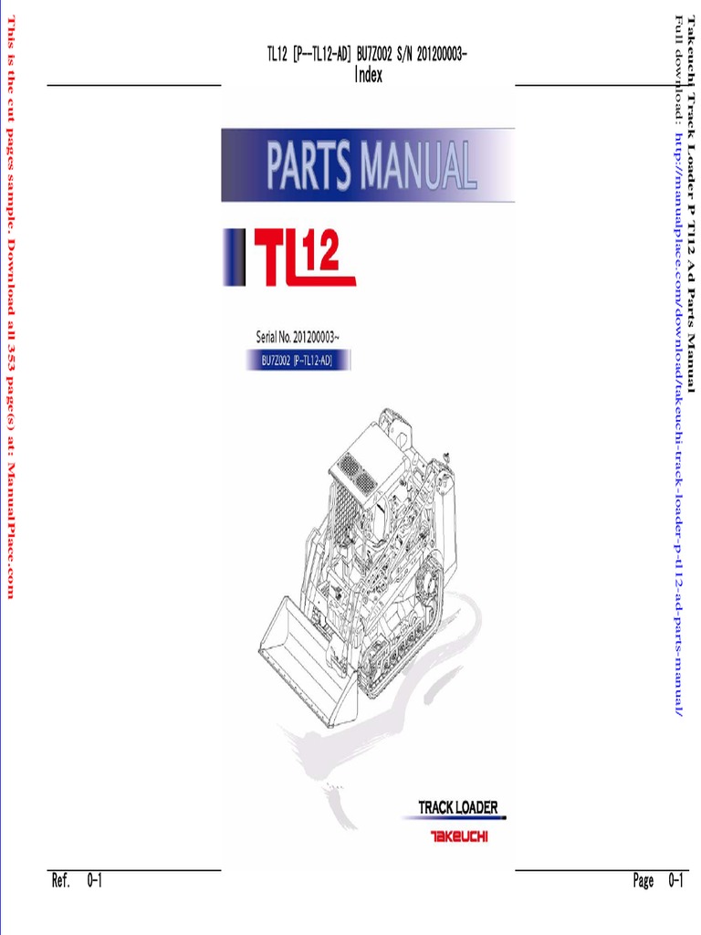 2012 TAKEUCHI TL12 PARTS MANUAL PDF intelligence overview