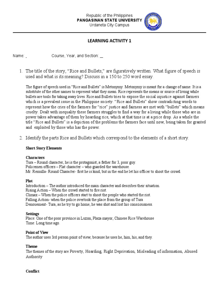 Activity For Rice and BulletsHeneral Luna PDF