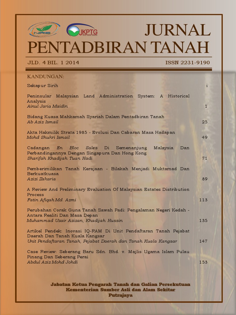 Jurnal Pentadbiran Tanah JLD 4 BIL 1 2014 | PDF